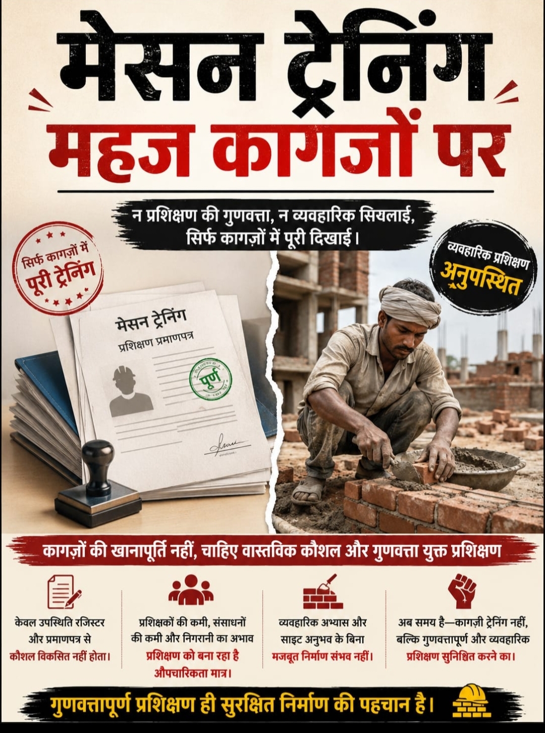 मेसन ट्रेनिंग भ्रष्टाचार पर बड़ा खुलासा मामला जनपद पंचायत घरघोड़ा का है